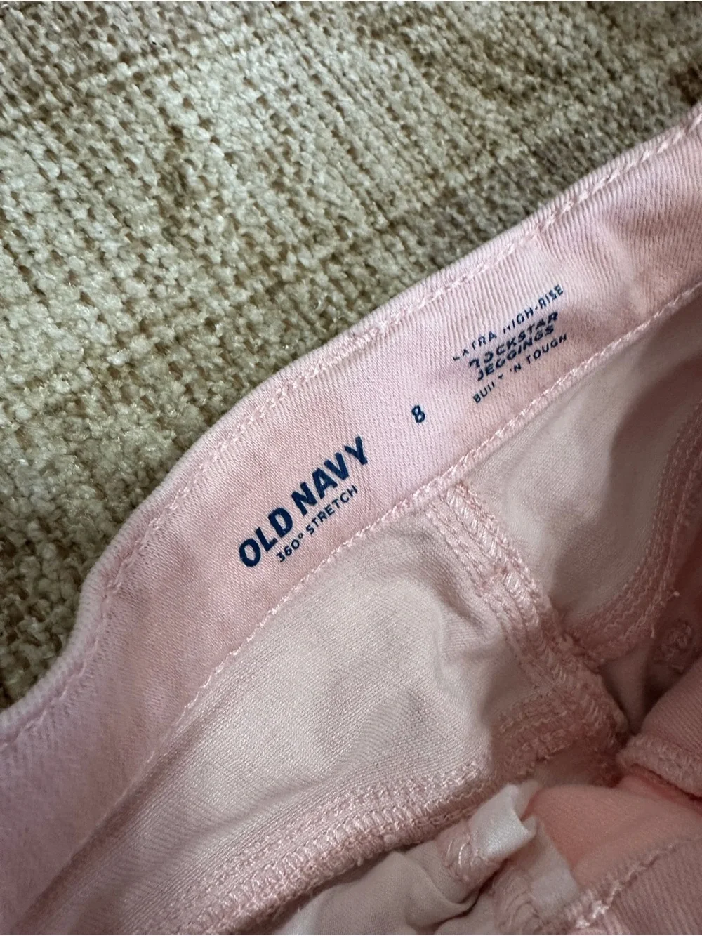 Old Navy Girls Extra High Rise Light Pink Rockstar Jeggings Skinny Jeans sz 8